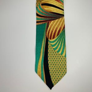 NWOT Laurant Benon Gold and Green Silk Tie